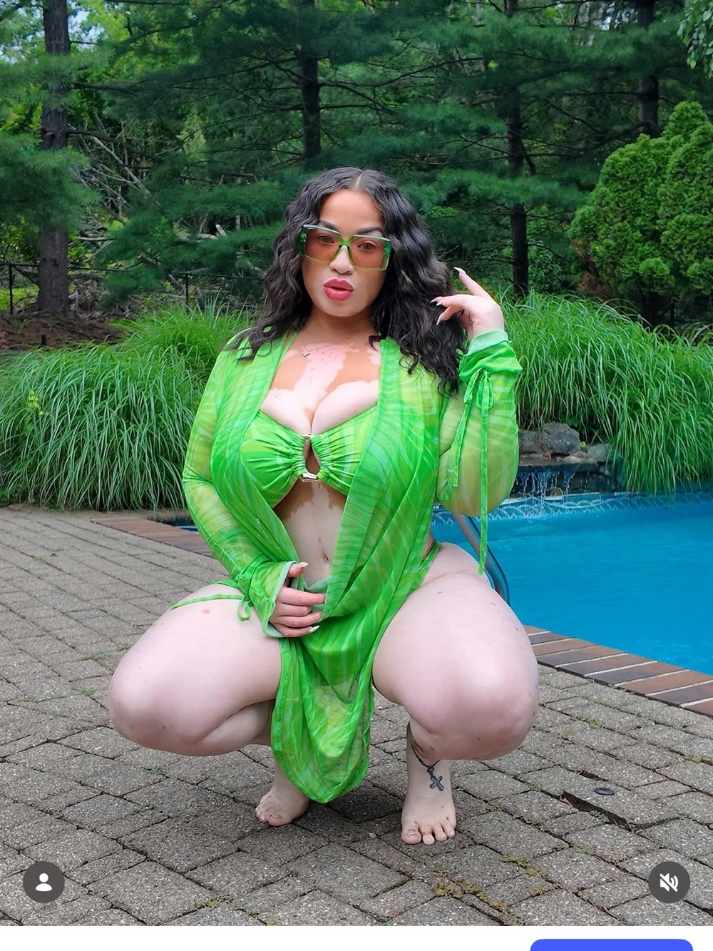 Women’s Lime Green Mesh Swim Cover-Up with Matching bikini bottom